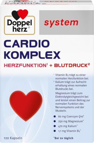 Doppelherz system CARDIO KOMPLEX - HERZFUNKTION¹ + BLUTDRUCK² | ¹Vitamin B1 trägt zur normalen Herzfunktion bei und ²Kalium zur Aufrechterhaltung eines normalen Blutdrucks - 120 Kapseln
