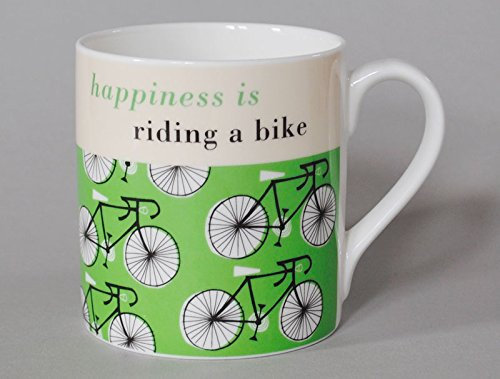 Happiness is Riding a Bike - Happiness Cycles Large Bone China Mug decorated in Stoke on Trent, England (green)