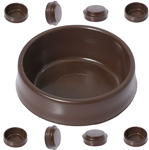 8X Brown Castor Cups - Hard Plastic Furniture Feet Floor Protectors