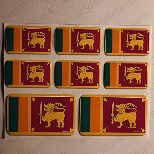 All3DStickers Aufkleber Sri Lanka Flagge 8 x Flaggen von Sri Lanka Rechteckig 3D Kfz-Aufkleber Gedomt Fahne