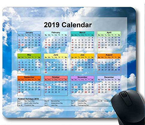 Yanteng Kalender 2019 mit wichtigen Feiertagspads, Mausunterlage, Himmelhoch Gaming-Mauspad