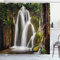 ABAKUHAUS Wasserfall Duschvorhang, Wasserfall Wald Cascade, Stoffliches Gewebe Badezimmerdekorationsset mit Haken, 175 x 240 cm, Weiß Grün