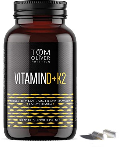 Tom Oliver Nutrition Vitamin D +K2 Capsules, 800iu, 60 Count