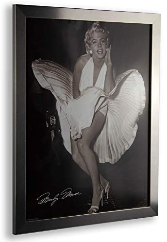 Orion Deluxe Bilderrahmen Posterrahmen 50x75 cm Farbe und Verglasung wählbar Edelstahl Dekor 75x50 cm mit weisser Rückwand und klarem Kunstglas 1 mm