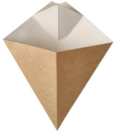 PAPSTAR 500 Pommes-Frites-Spitztüten mit Dip-Ecke, Pappe Pure 23,5 cm x 19 cm braun/Weiss Füllinhalt 1 g