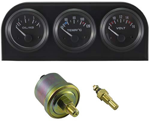 DL-Racing 52mm 3-Fach Instrumentenhalter mit Öltemperatur, Öldruck, Spannungs- und Voltanzeige