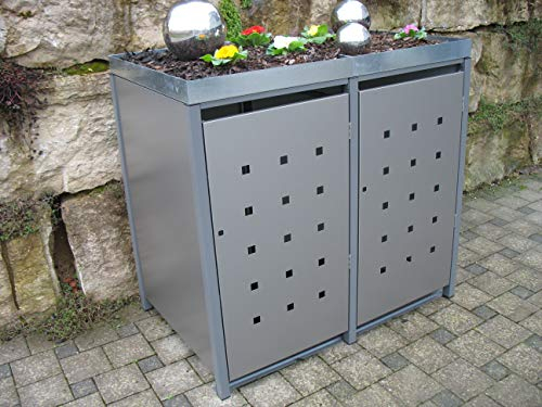 Mülltonnenverkleidung Metall Mülltonnenbox XL Pflanzdach