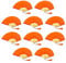 FANSOF.FANS Pack of 10 Fabric Handheld Fan with a Tassel Grade A Bamboo Ribs Party wedding Favour (Orange)