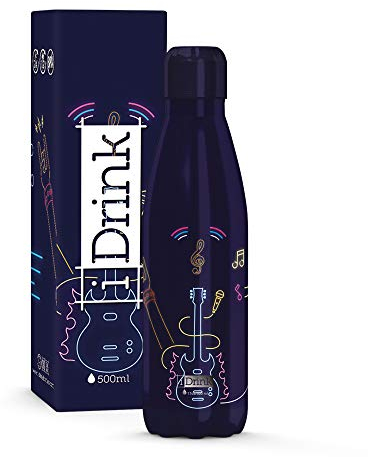 Botella de 500 ml azul con guitarra térmica de acero Bottles Idrink Total Juggling