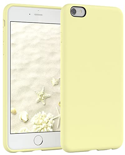 EAZY CASE Premium Silikon Handyhülle kompatibel mit iPhone 6 / 6S, Slimcover mit Kameraschutz und Innenfutter, Silikonhülle, Schutzhülle, Bumper, Handy Case, Hülle, Softcase, Blassgelb, Gelb