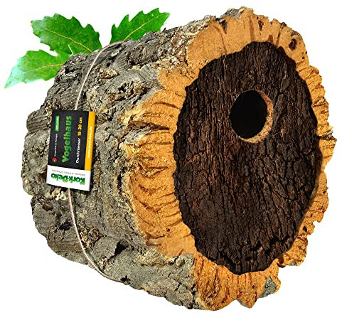 Vogelhaus aus Kork | Nistkasten aus Korkrinde | Vogelbrutkasten | Vogelhäuschen aus Naturkork | Durchmesser ca. 15 – 30 cm | Gartendeko | Nisthöhle für Vögel und Insekten | Vogelnistkästen