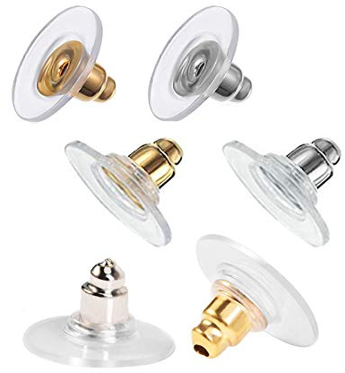 200 Pcs Ohrring Stopper, Ohrstecker Verschlüsse, Klar Gummi Ohrring, ersatzstecker für ohrringe für Zubehör Ohrringe Set, zum Basteln(Gold, Silber)