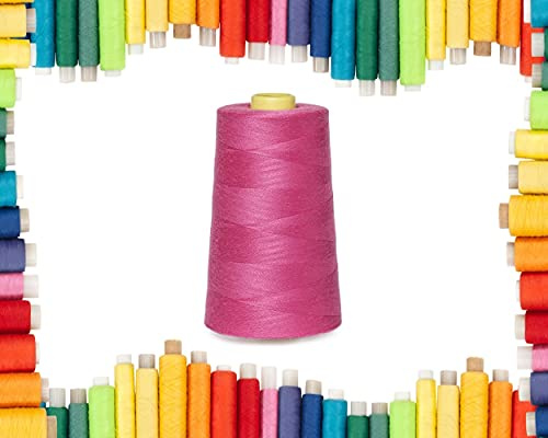 Rohans Overlockgarn 40/2 (120), 5000 Yards (4570 Meter) Nähgarnkegel, Nähmaschinengarnkegel, mehrfarbige Garnkegel, 100% Polyester-Material (Rosa, 1)