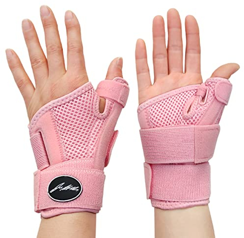Dr. Arthritis Von Ärzten Entworfen Handgelenk Bandage Daumenbandage Links/Rechts Handgelenkstütze mit Daumenschiene Stabilisierende Handgelenkbandage mit Daumenortthese, 2er-Pack, Pink