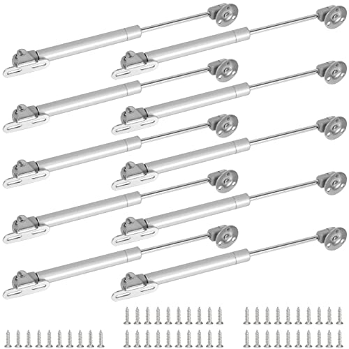 ZEONHEI 10 Stücke 100N Gasdruckfeder, Hydraulic Gasdruckdämpfer, Gas Strut Lift Klappenbeschlag mit Schrauben für Schrank, Möbel, Bücherschränke, Silber