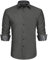 HISDERN Graues Businesshemd Formelle Langarm-Knöpfe Braune Paisley-Arbeit Business Eleganter Blumenkragen Normale Passform Dunkelgraues Hemd L