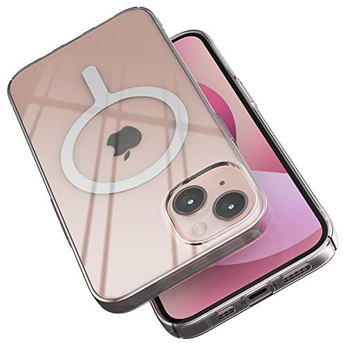 Sinjimoru 1mm Ultra Thin iPhone 13 Phone Cover for MagSafe Case, Non Yellowing Transparent Magnetic Slim Fit Cell Phone Case Crystal Clear for iPhone 13. M-AiroFit Basic