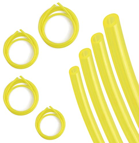 Benzinschlauch, 4 Stück Kraftstoffschlauch, 1.2M Gelber Benzinschlauch 2 x 3,5mm, 2,5 x 5mm, 3 x 5mm, 3 x 6mm, für Rasenmäher, Kettensägen, Gebläse