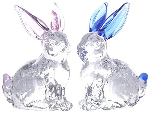 Verre Lapin Cristal Lapin Figurine Collectable Année du Lapin Sculpture en Verre Micropaysage Ornement Animal en Verre Figurines Miniatures