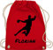 Turnbeutel Rucksack - Geschenke Handball Zubehör - Handballer Silhouette mit Name - Unisize - Rot - für tasche personalisiertes beutel turnsack stoffbeutel sportbeutel turnsackerl baumwollrucksack