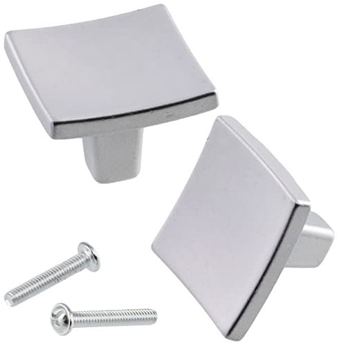 AERZETIX - C64416 - Juego de 2 pomos cuadrados para puerta de mueble altura 27/20mm - tirador botón puerta armario cajón decoración interior cocina salón montaje - en metal - acabado: plata mate
