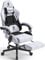 Dowinx Gaming Chair for Adults, Ergonomic Computer Chairs with Footrest, PC Office Chair with Massage, Up to 150Kg, Black & Grey