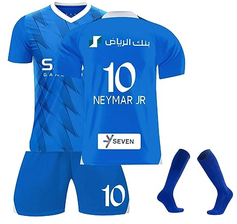 Fußball Kinder Trikot Set 23/24 Neues Al Hilal Nr.10 Trikot Hause/Auswärts Fußballtrikot, Al Hilal Fussball Sportshirt Herren/Junge Football Training Tshirts, Shorts Und Socken Anzug