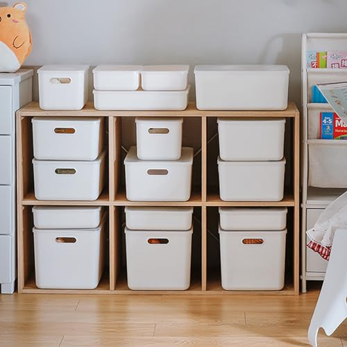 BTGGG Aufbewahrungsbox mit Deckel Ordnungsboxen Küchenschrank 5 Stück Kunststoffboxen Organizer Box mit Griffen Wasserdichte Aufbewahrungskiste Vielseitige Aufbewahrungskörbe für Bad Regal Schublade