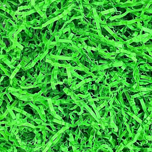 Hikkcos 0,5 kg Ostergras grünes Knisterschnittpapier Großpackung Bastgras recycelbares Shred-Papier für Ostern Geschenkbox Korb Füllstoff Grünes Papier Shred Filler Party Geburtstag Geschenkverpackung