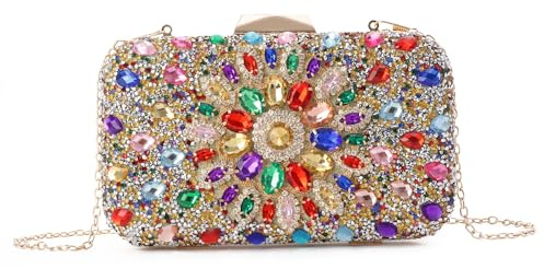 EVEOUT Donna Elegante Pochette da sera con strass Clutch con catena Borsa a tracolla per Festa Matrimonio Moda Borsa da sposa
