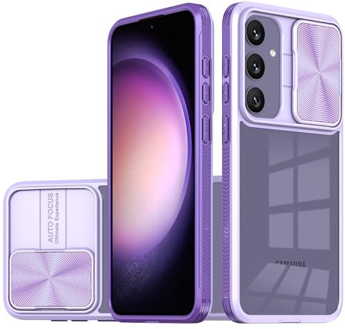 Dqtaoply Coque Compatible avec Samsung Galaxy S24 Plus, avec Lentille Coulissante Caméra Protection Étui Antichoc Silicone TPU + PC Transparente Case pour Galaxy S24 Plus - Violet