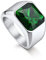 Bandmax Grüner Ring Bandring Edelstahl Herren Ringe Siegelring Größe 62mm Ring mit grünem Stein 12MM breit Statement Ring Herren Schmuck Accessoires