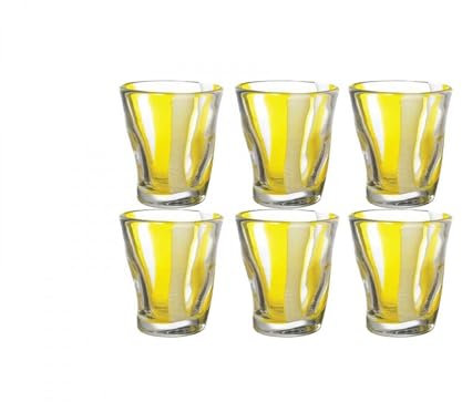 ONLYLUX Lot de 6 verres à eau 25 cl Eolo Stripes en verre différentes couleurs (jaune)