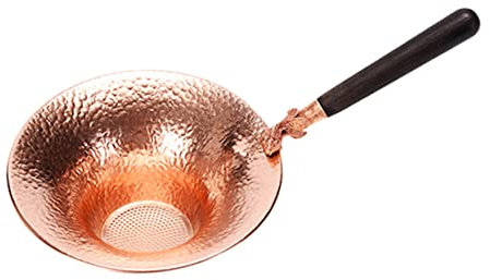 CIYODO 1pièce Filtre à Thé Cuivre Avec Poignée Bois Passoire à Thé Pratique Et Élégante Motif Poisson Doré