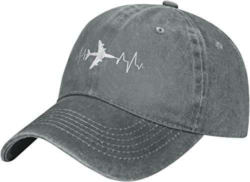 NLWQEKV Flugzeug Pilot Herzschlag Cowboy Baseball Hut Männer Frauen Klassische Einstellbare Outdoor Baseball Kappe Schwarz