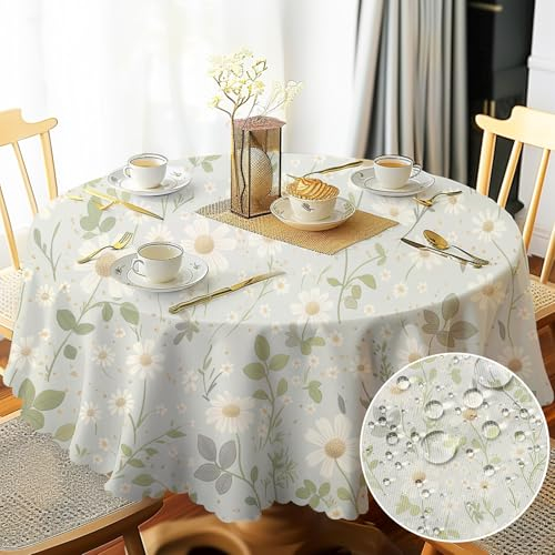 Snowify Tischdecke Rund 150 cm, Tischdecke Abwaschbar Outdoor Wetterfest Knitterfrei Gartentischdecke Garten Tischdecken für Draußen Küche Esstisch Abendessen Couchtische Partys