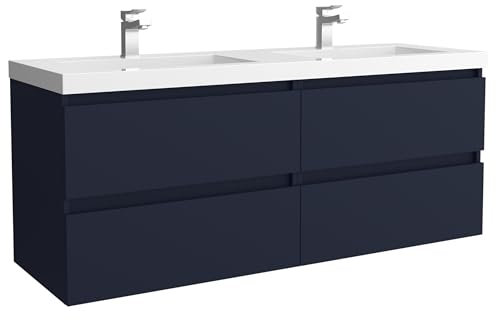 Salgar Mueble de baño Bequia 140cm + Lavabo Carga Mineral Toscana | Azul Mate|140x45x59