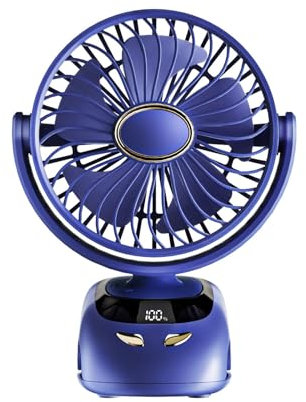 JEXUUD Portátil Ventilador de Pinza USB Recargable Ventilador Oscilante de Pared 3 Velocidades 16db Silencioso Camping Máquina de Viento para Viajes al Aire Libre Oficina Hogar(Blue)