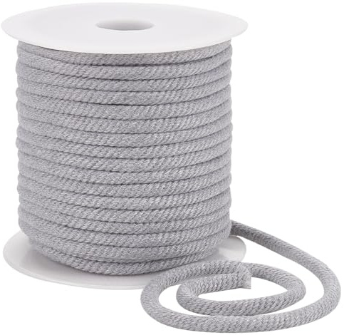 BENECREAT 27.34 Yards/25m Hellgraue Fadenschnur, 6 mm Polycotton-Kordelzug Ersatz Weiches Seil Mit Kunststoffspule, Geflochtene Kordel Für Mäntel, Hosen, Shorts, Schuhe, Basteln