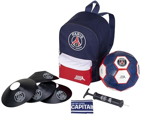 PARIS SAINT-GERMAIN Fußball-Set PSG Ball + Tasche + Pumpe + Manschette + Kegel – Offizielle Kollektion