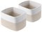 Homsorout Lot de 2 paniers de rangement en corde de coton tressé, empilables, pour salle de bain, chambre d'enfant, table de rangement, blanc et beige