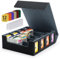 Tolesum Caja de Cartas para MTG, 4 filas Deck Box para más de 3200 tarjetas, caja de solapa magnética con cuero PU para tarjetas Magic Commander TCG con 12 separadores multicolores y 8 clips Negro