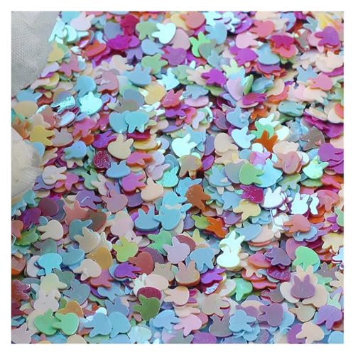 HEXHUASR 10 g/20 g/50 g/4 mm, Hasenkopfform, PVC, lose Pailletten, Glitzer-Pailletten for Nagelkunst, Maniküre/Nähen/Hochzeitsdekoration, Konfetti(Mixed Color,4mm 10g)