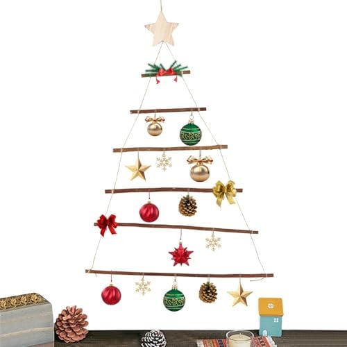 Decorazione da parete per albero di Natale, decorazione da parete in legno, decorazione per albero di Natale, decorazione da parete a forma di in legno, decorazione calda per telaio della porta