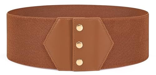 JasGood Damen Korsett Gürtel Breiter Elastischer Band Taiilengürtel Vintage Druckknopf Gürtel Damen Taillen Korsettgürtel für Kleid Halloween Karneval,Braun,95cm