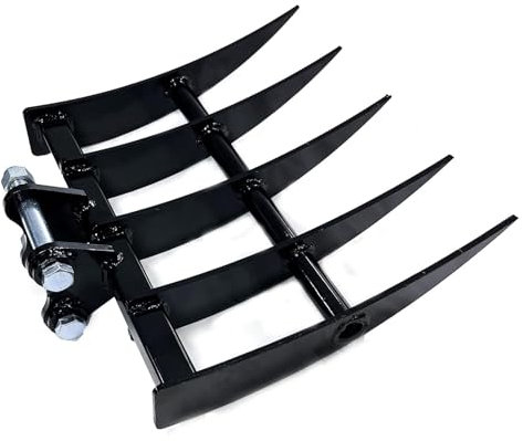 Mini-Râteau de Pelle en Alliage d'acier pour Pelle Attachme, Diamètre de Trou de 25 Mm, Portée de 90 Mm, Râteau de Pelle Rétrocaveuse Large pour Le Nettoyage et Le Classement,