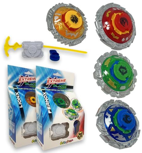 Sbabam Extreme Blade, Trottola Bambini con Metal Effect, Pack con 2 Set Diversi - Trottole Veloci e Precise con Effetto Metallizzato per Sfide con Amici, Gadget e Giochi per Bambini da Edicola +3 Anni