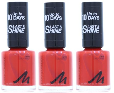 3 x Manhattan Last & Shine Nail Polish 600 Girlpower je 8ml Nagellack