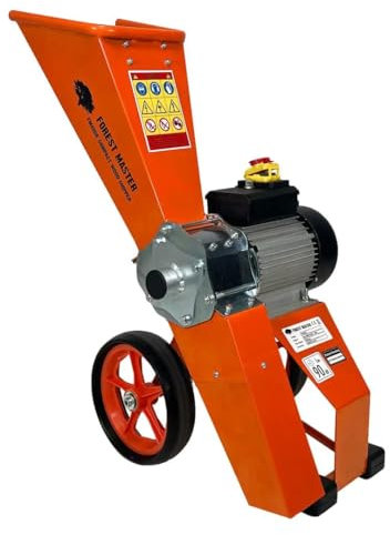 Forest Master FM4DDE-MUL Electric 4HP Garden Shredder with Spare Blades – Wood Chipper & Mulcher – Chips 50mm Branches – Patented Compact Design – UK Engineered