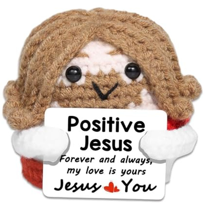 Onperpoe Positive Jesus, Handgemachte Mini Jesus Figur Religiöse Christliche Geschenk, Inspirierende Bibelvers Geschenke, Mini-Puppe für Ostern Weihnachtsfeier Dekoration Ermutigendes Geschenk